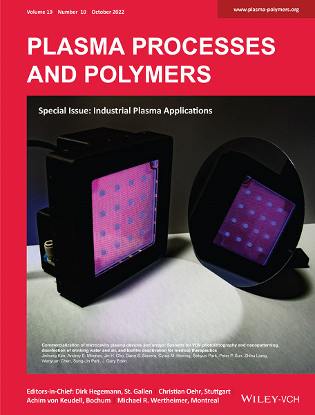 Plasma Processes and Polymers Manuscript Published and Made a Front Cover